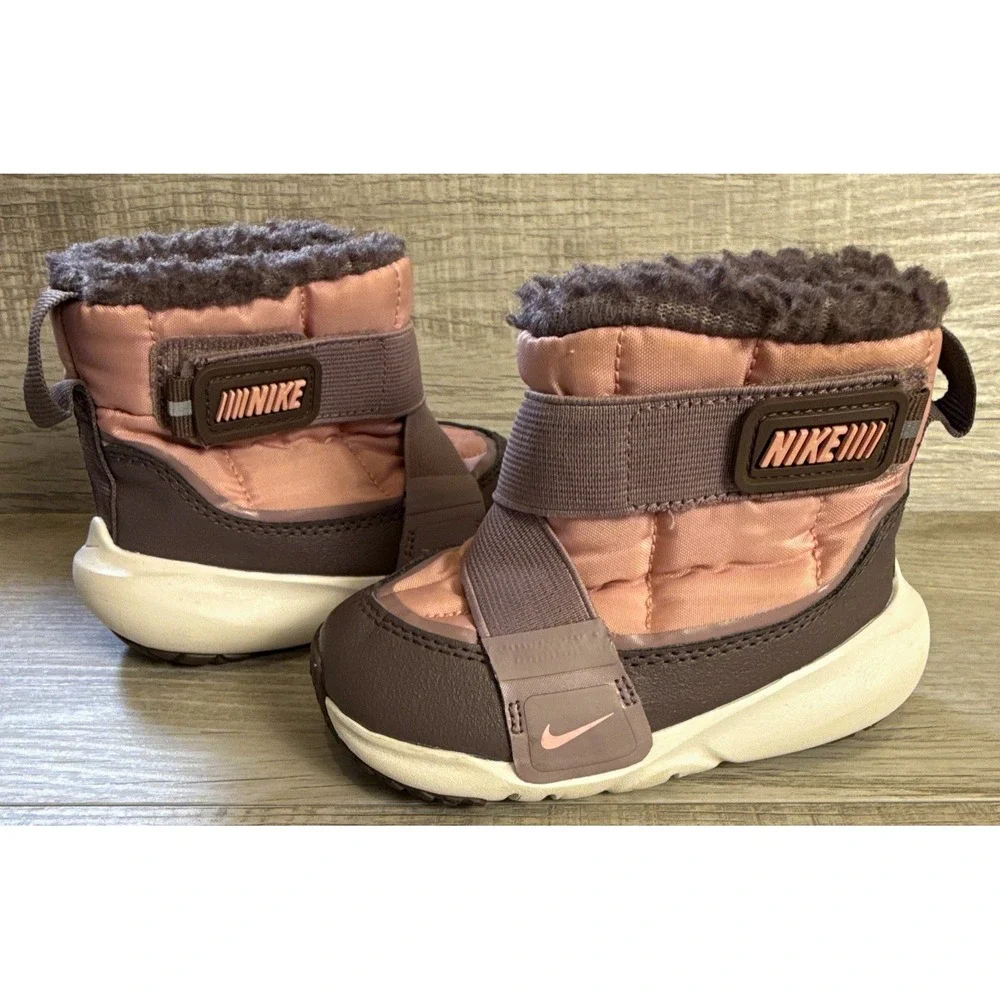 Nike Flex Advance Baby Toddler Winter Bootie Pink Brown Faux Fur DD0303-600 6C
